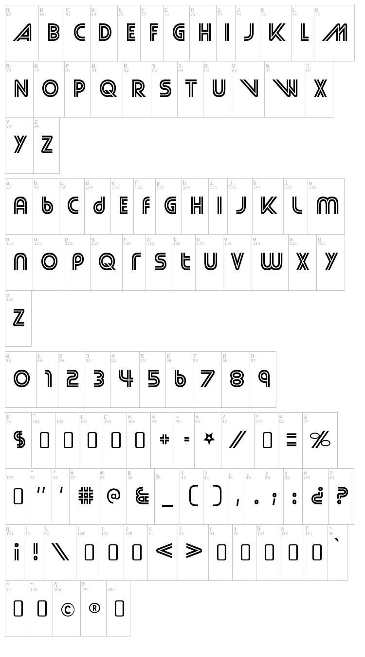 Street Cred font map